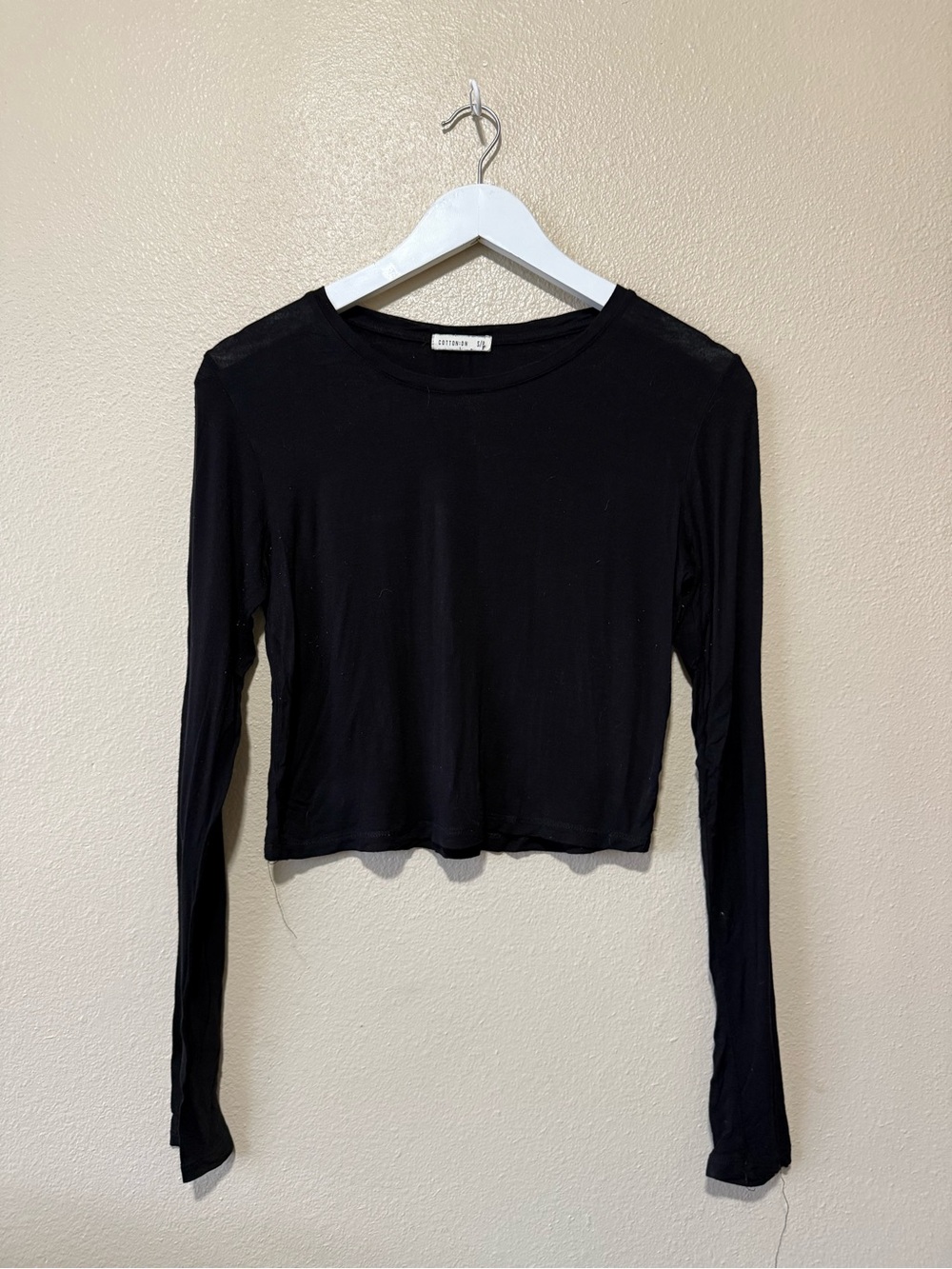 Cotton On Black Long-Sleeve Crop Tee